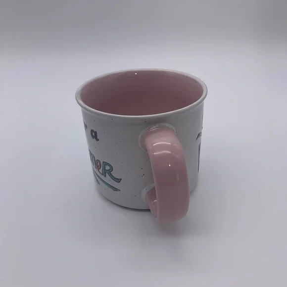 Good Day 16 Oz White & Speckled Coffee Mug “FOREVER A DREAMER “ Pink Inferior - Picture 6 of 8